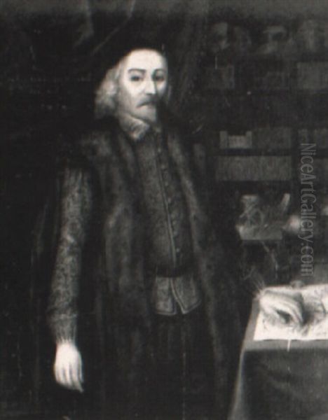 Portrait Of William Harvey In His Library Oil Painting by Daniel Mytens the Elder