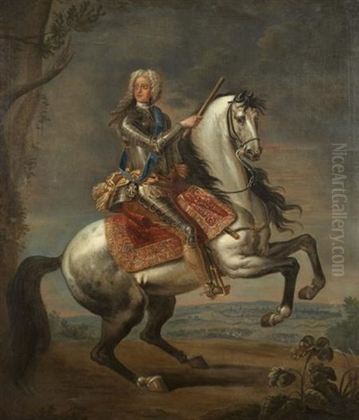 Military Commander On A Rearing Horse Oil Painting by Daniel Mytens the Younger