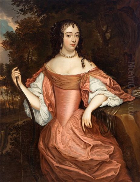 Maria Van Oranje-nassau, Paltsgravin, Hertogin Van Simmern (1642-1688), Kniestuk Als Diana Oil Painting by Jan Mytens