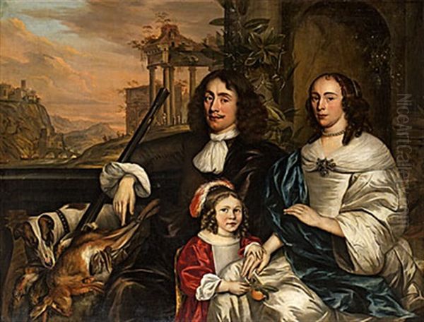 Familjebild Med Jakthundar Oil Painting by Jan Mytens