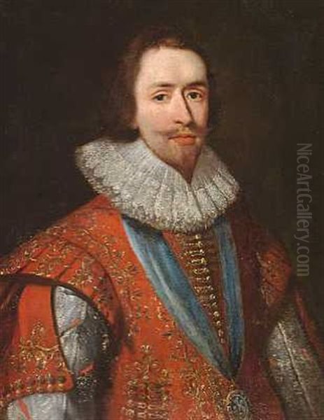 Portraet Af Kong James I Af England Og Vi Af Skotland, I En Rod Renaessancepragtjakke Oil Painting by Jan Mytens