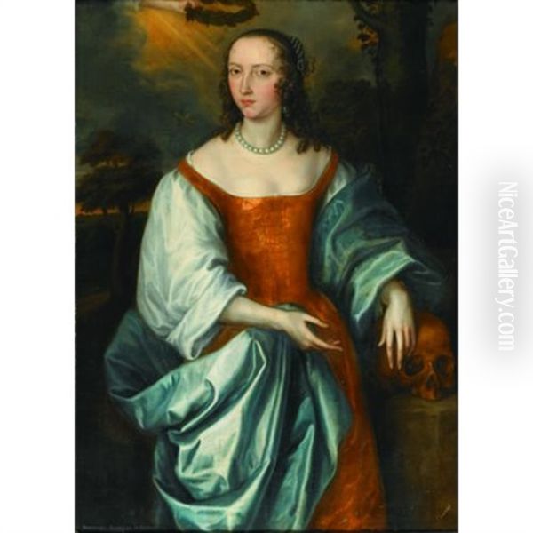 A Portrait Of Margaret, Duchess Of Newcastle Oil Painting by Jan Mytens