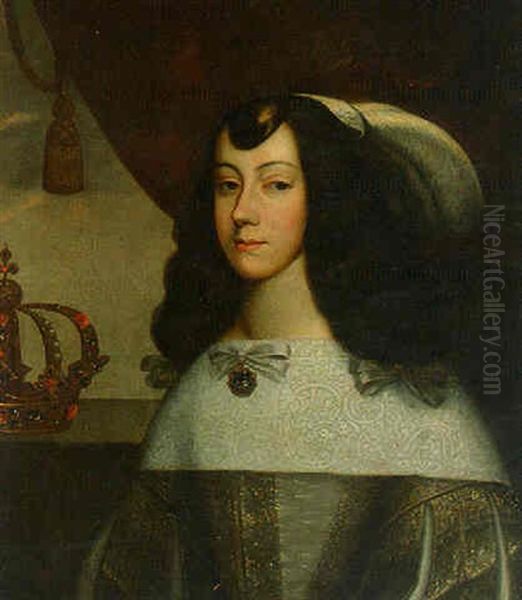 Portrait Of A Princess (?), Half-length, In An Embroidered Dress Oil Painting by Jan Mytens