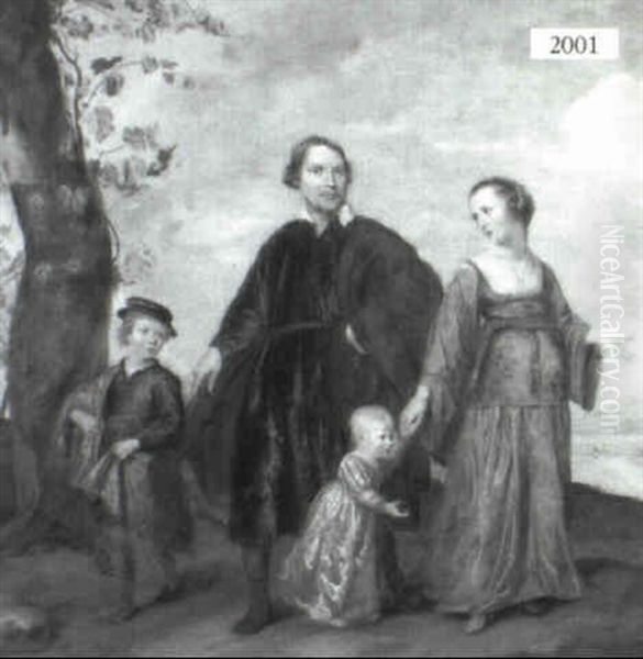 Wilhelm Swerendonck And Family Oil Painting by Jan Mytens