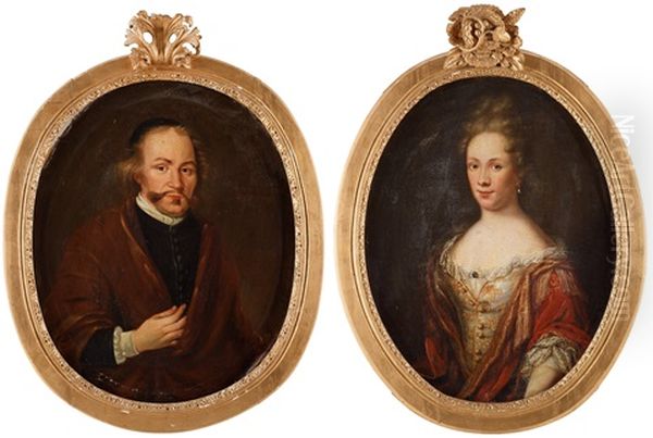 Gentlemen And Lady Portrait Oil Painting by Martin (Martinus I) Mytens