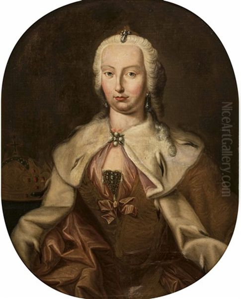 Maria Theresia Mit Konigskrone Von Ungarn Um 1743 Oil Painting by Martin (Martinus I) Mytens