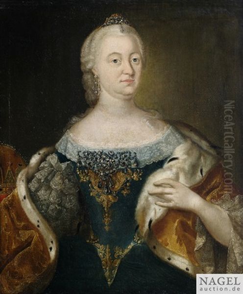 Portrait Der Kaiserin Maria Theresia Als Halbfigur Mit Hermelinbesetztem Mantel Oil Painting by Martin (Martinus I) Mytens