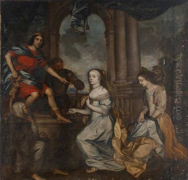 Salomon Recevant La Reine De Saba Oil Painting by Martin (Martinus I) Mytens