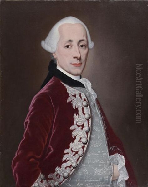 Portrait D'homme A L'habit Rouge Oil Painting by Martin (Martinus I) Mytens