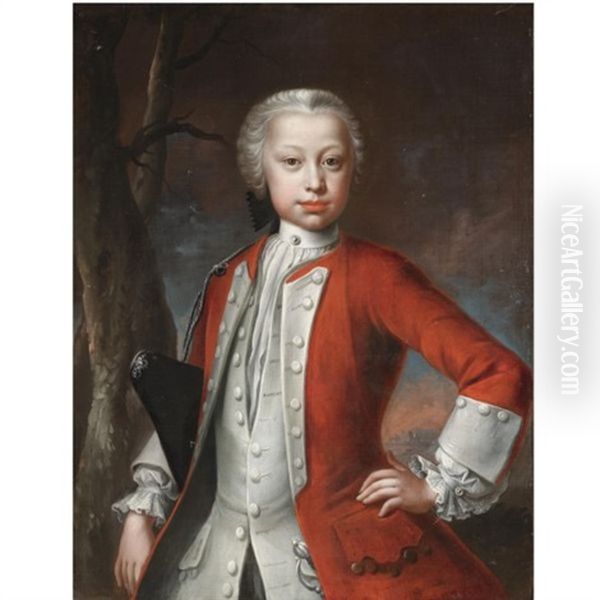 Portrait Of A Young Officer, Half Length, Wearing A Red Jacket Oil Painting by Martin (Martinus I) Mytens