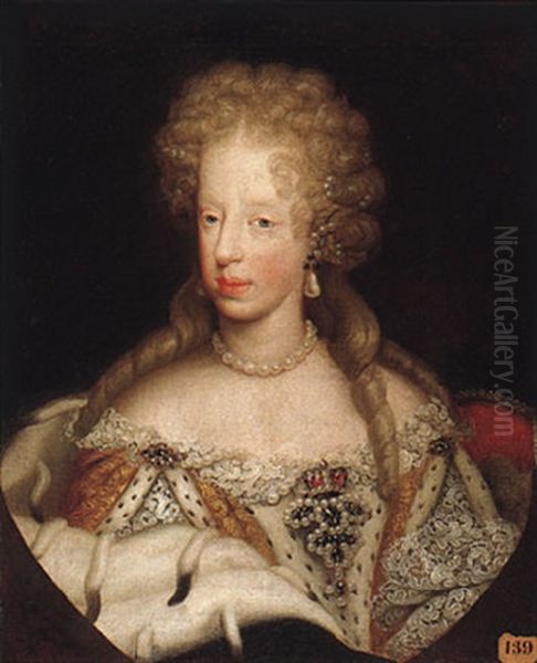 Retrato De Leonora Magdalena De Neoburgo Oil Painting by Martin (Martinus I) Mytens