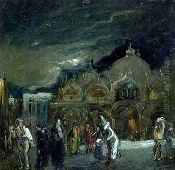 Karneval In Venedig Oil Painting by Franz Naager