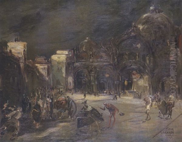 Karneval In Venedig Oil Painting by Franz Naager