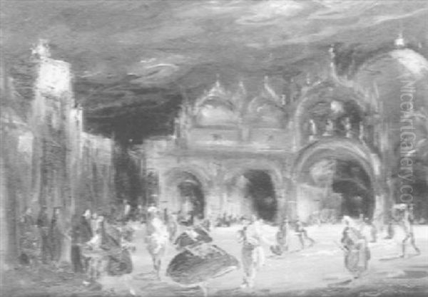 Night-time Carnival, St. Marks Square, Venice Oil Painting by Franz Naager