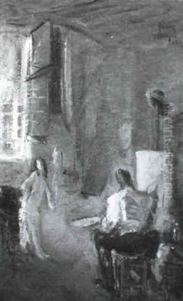 The Artist's Studio Oil Painting by Franz Naager