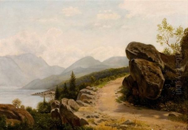 Hohenweg Mit Blick Auf Seenlandschaft Oil Painting by Wilhelm Julius August Nabert