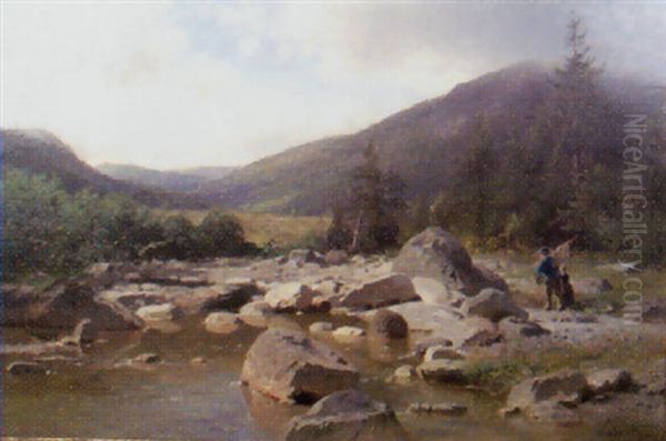 Landschaft Mit Kindern Oil Painting by Wilhelm Julius August Nabert