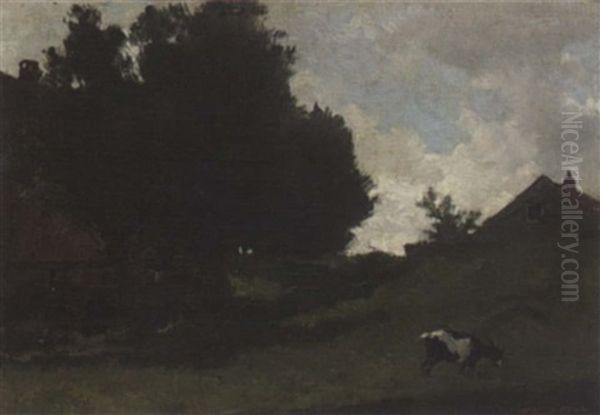 Summer Landscape With A Grazing Goat Oil Painting by Frederik Nachtweh