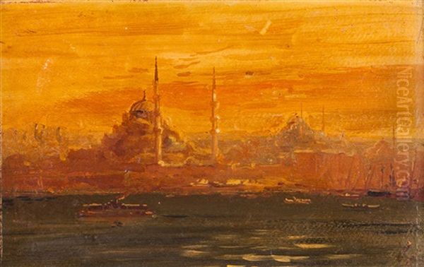 Constantinople From The Oil Painting by Halid Naci