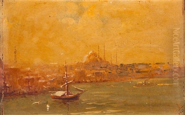 Constantinople From The Oil Painting by Halid Naci