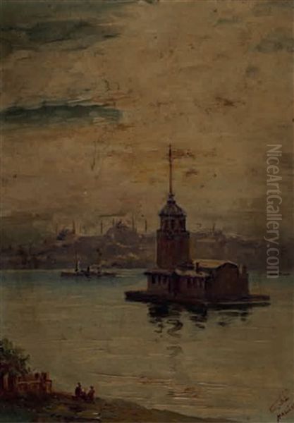 Kizkulesi Oil Painting by Halid Naci