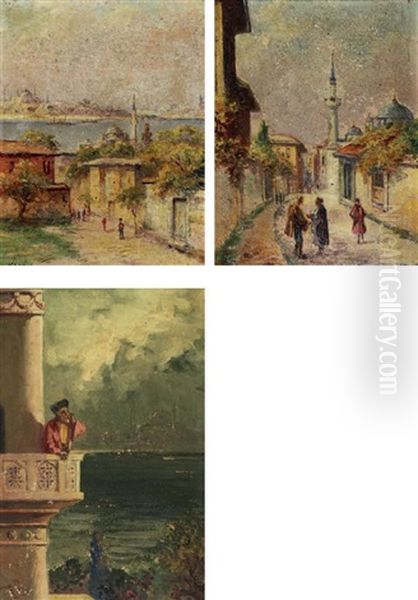 Istanbul (+ 2 Others; Smllr; Set Of 3) Oil Painting by Halid Naci