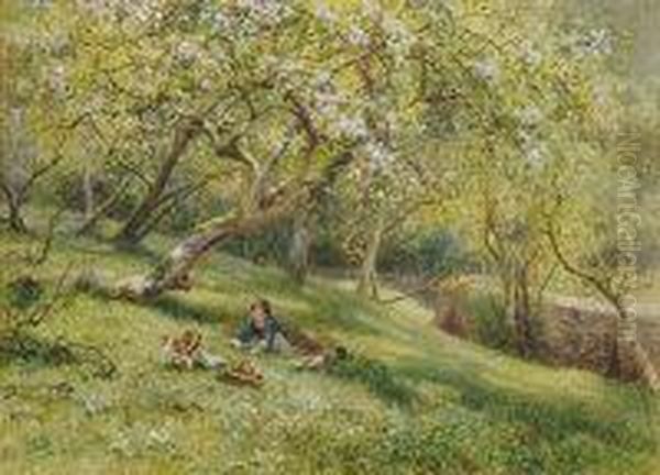 In The Shade Of An Apple Tree Oil Painting by James Georges Bingley