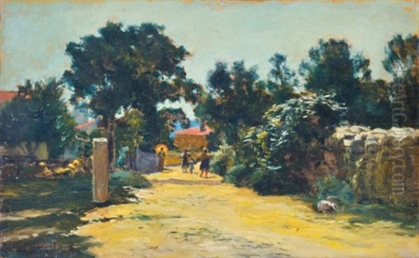 Sunny Street Oil Painting by Robert Nadler