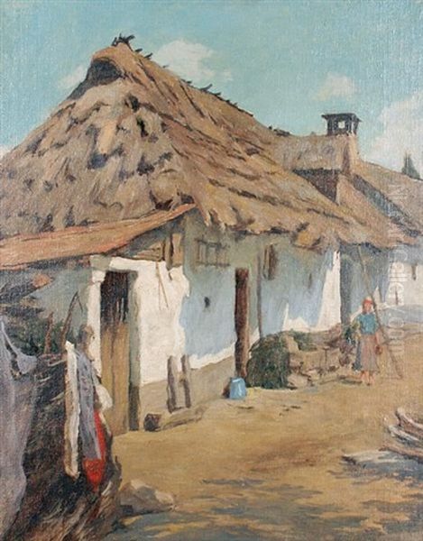 Village Street Scenes (+ Another; Pair) Oil Painting by Robert Nadler