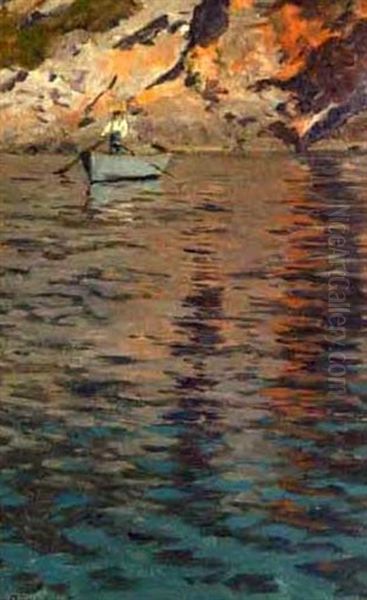 Man Rowing Oil Painting by Robert Nadler