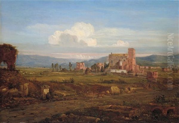 Campagnalandschaft In Der Nahe Von Rom Oil Painting by Franz Nadorp