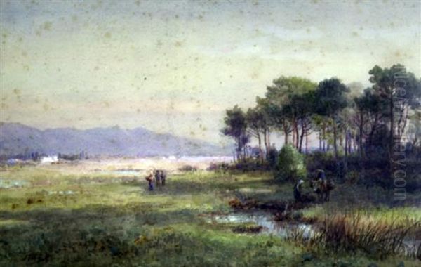 Near The Mouth Of The River Arno, Tuscany Oil Painting by James Georges Bingley