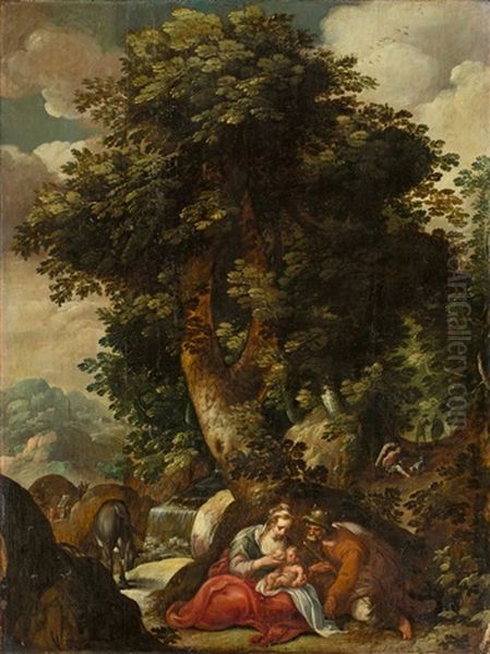 Rest On The Flight Into Egypt Oil Painting by Jan Nagel