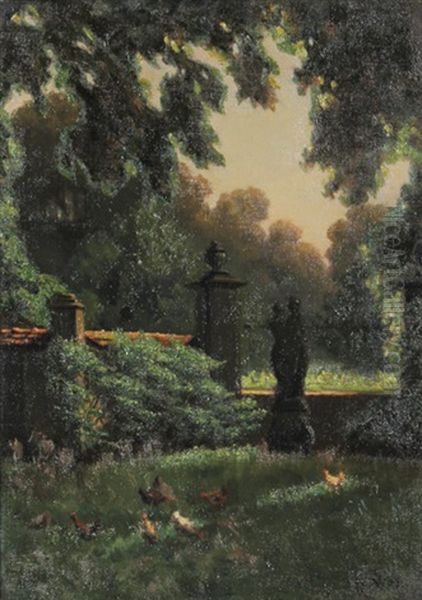 Huhner Vor Den Mauern Des Schwetzinger Parks Oil Painting by Wilhelm Nagel