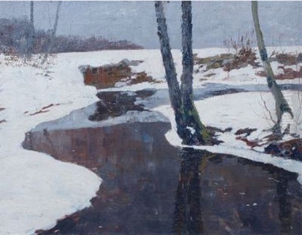 A Creek In Winter Oil Painting by Wilhelm Nagel