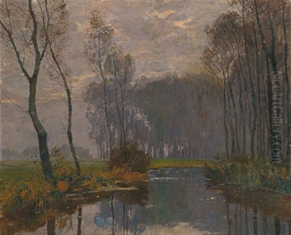 Herbstnebel In Aulandschaft Oil Painting by Wilhelm Nagel