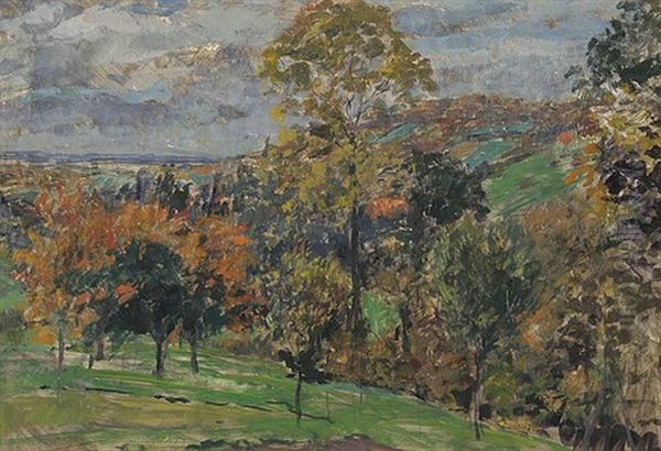 Herbstlandschaft Mit Blick In Die Rheinebene Oil Painting by Wilhelm Nagel