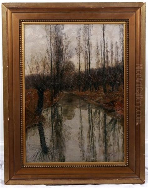 Trees On The Riverbank Oil Painting by Wilhelm Nagel