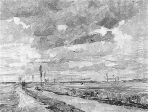 Wolkenverhangener Tag In Der Rheinebene Oil Painting by Wilhelm Nagel