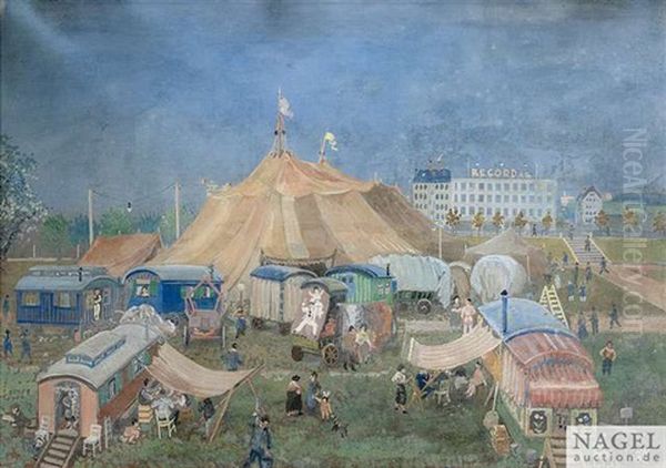 Zirkus Auf Dem Wasen Oil Painting by Reinhold Naegele the Elder