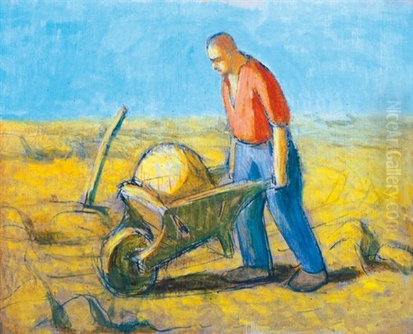 Digger Oil Painting by Janos Nagy Balogh