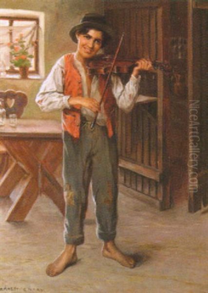 The Violinist Oil Painting by Ernest De Nagy