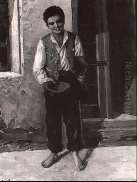 Street Musician Oil Painting by Ernest De Nagy