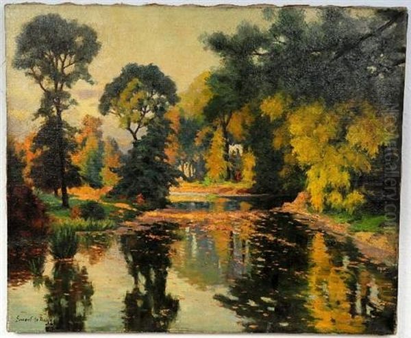 River Scene Oil Painting by Ernest De Nagy