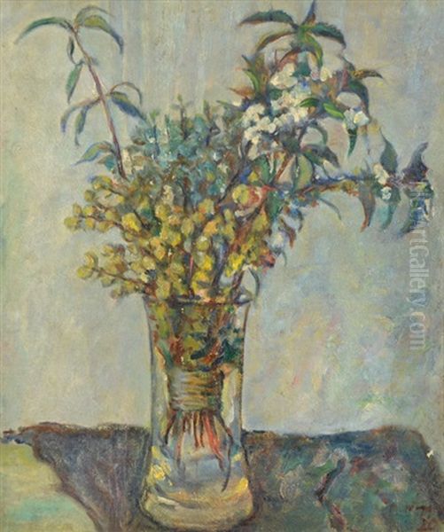 Still Life With Flowers In A Vase Oil Painting by Istvan Nagy