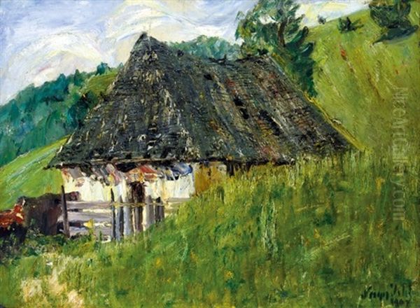 House In The Mountains Oil Painting by Istvan Nagy