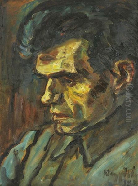 Musing Soldier Oil Painting by Istvan Nagy