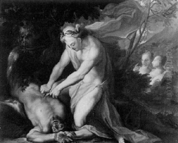 Apollon Enthautet Den Satyr Marsyas Oil Painting by Johann August Nahl the Elder