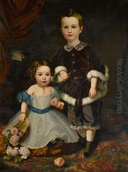 The Henderson Children Oil Painting by Charles Christian Nahl