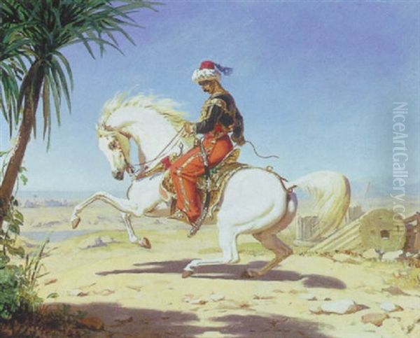 A Man On Horseback In Egypt Oil Painting by Charles Christian Nahl